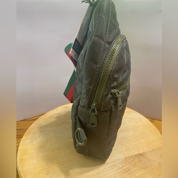 Sol and Selena MOTIVATOR Olive Green Quilted Sling Backpack 6.7” L x 11” H main image 8
